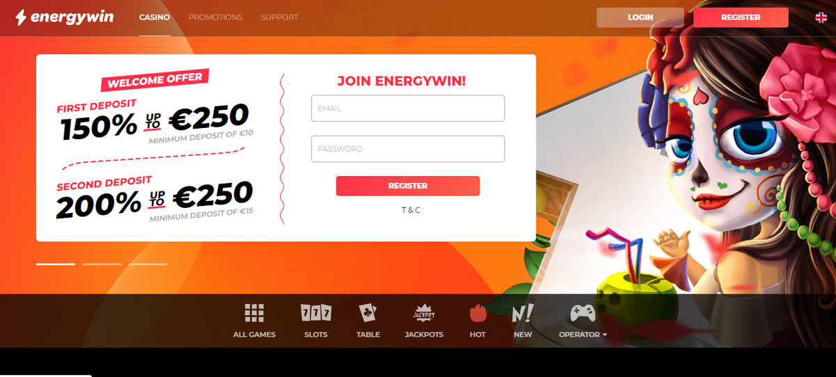 Energywin Casino 200 Or 150 Welcome Bonus