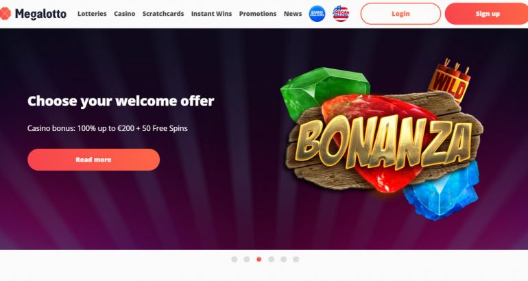 Megalotto free spins bonus loterries code new