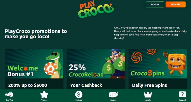 playcroco no deposit coupon code bonus new usa