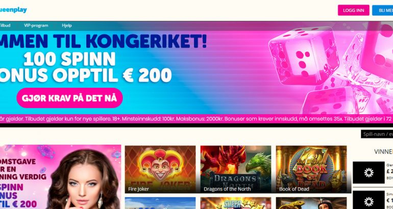 Queenplay Kasino gratis spinn bonus tilbud