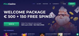 PinoCasino free spins promo code no deposit