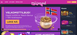 Millionpot uten innskudd Bonuskode