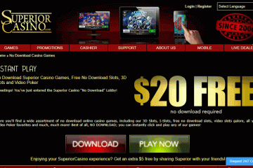 Superiorcasino 25$ gratis spilleautomat bonus ingen innskudd nødvendig 
