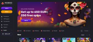 Voodoo Casino no deposit free spins code