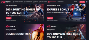 WooSports no deposit bonus code free bet